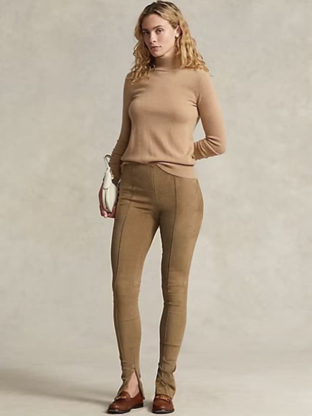 NWT Polo Ralph Lauren Pintucked Lambskin Suede Legging sz  S